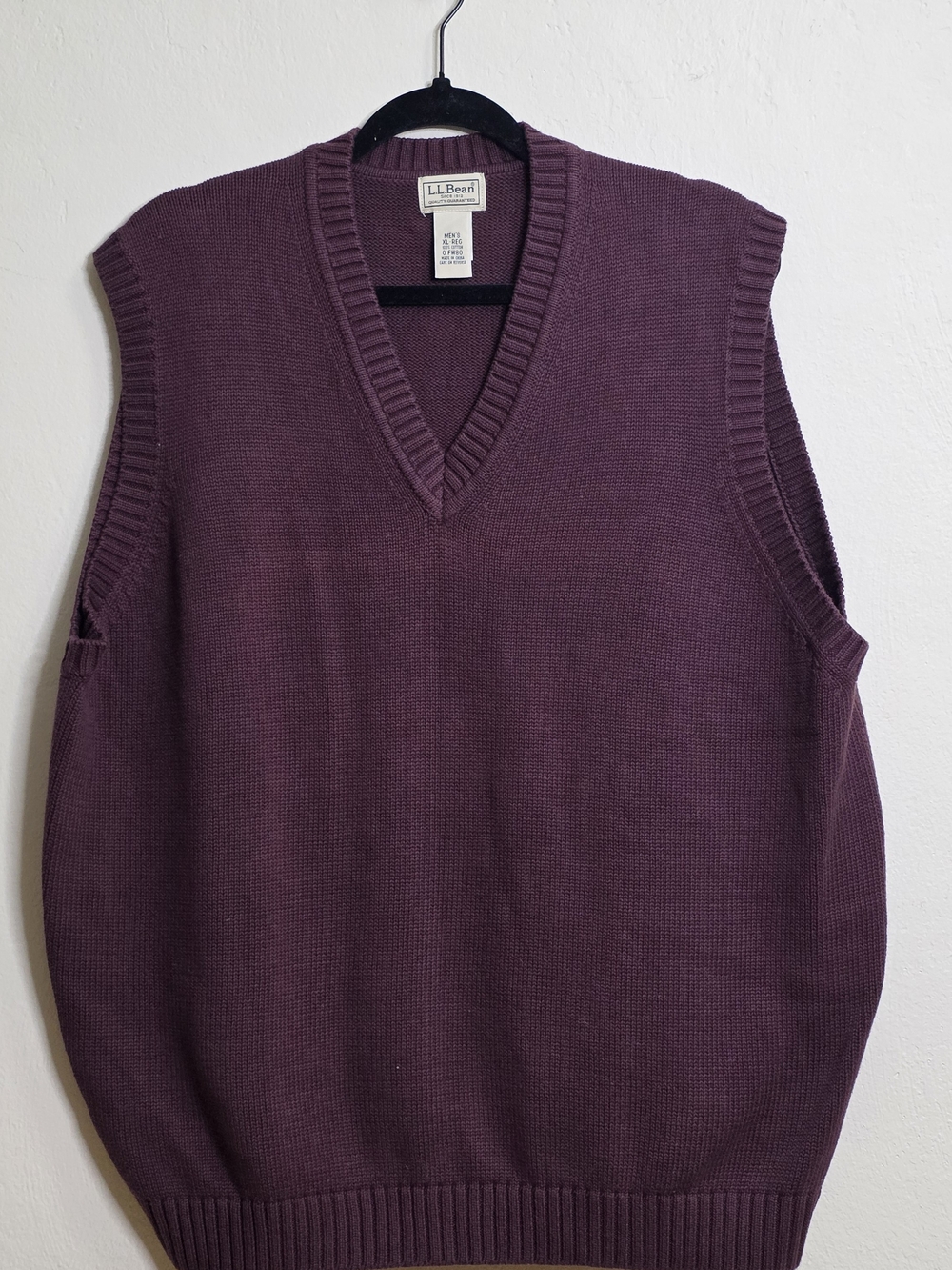 L.L. Bean Men's V-Neck Sweater Vest in Plum